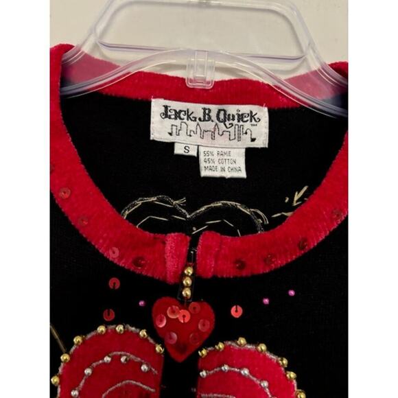 Vintage Jack B. Quick Sweater Cardigan Valentines Hearts Dead Stock Medium NWT - Picture 3 of 9